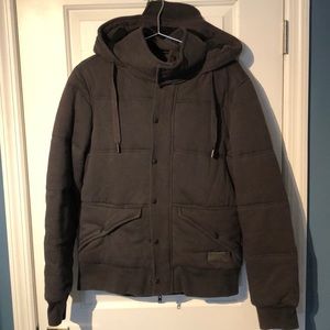 All Saints grey cotton thick hooded jacket size L